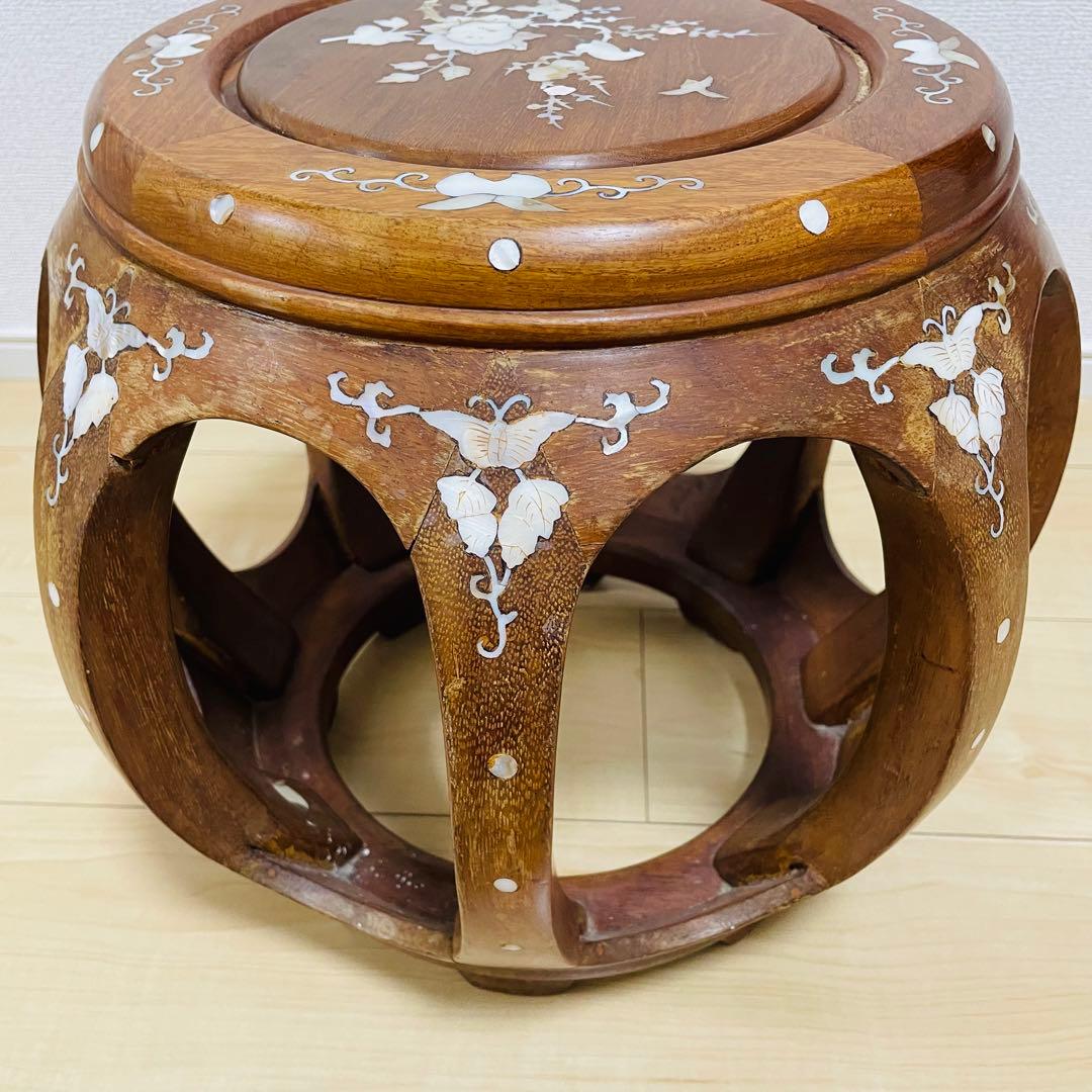 螺鈿細工 丸椅子 スツール 腰掛け 中国美術 工芸品 - メルカリ