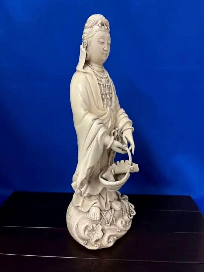 中国古美術 仏像 徳化窯白磁観音菩薩像 明時代何朝宗徳化窯観音像