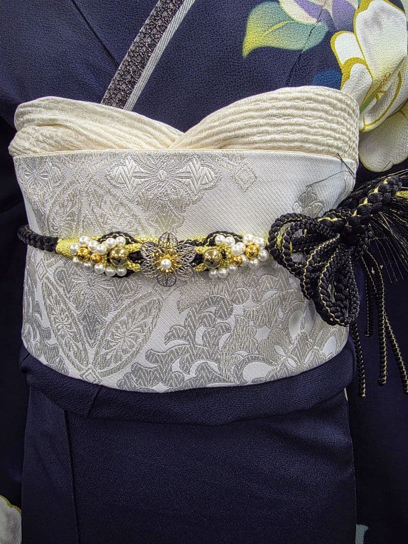 【150~159センチぐらいの方が適応サイズ】振袖フルセット　マーシュ彩紺色