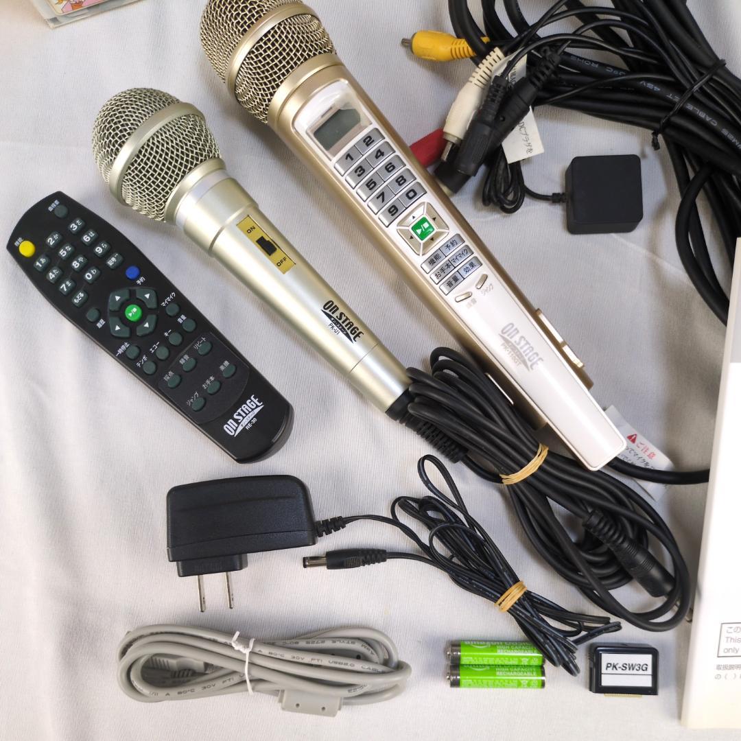 美品 オンステージ お家カラオケ 1100曲収録 PK-110GT ペアマイク付