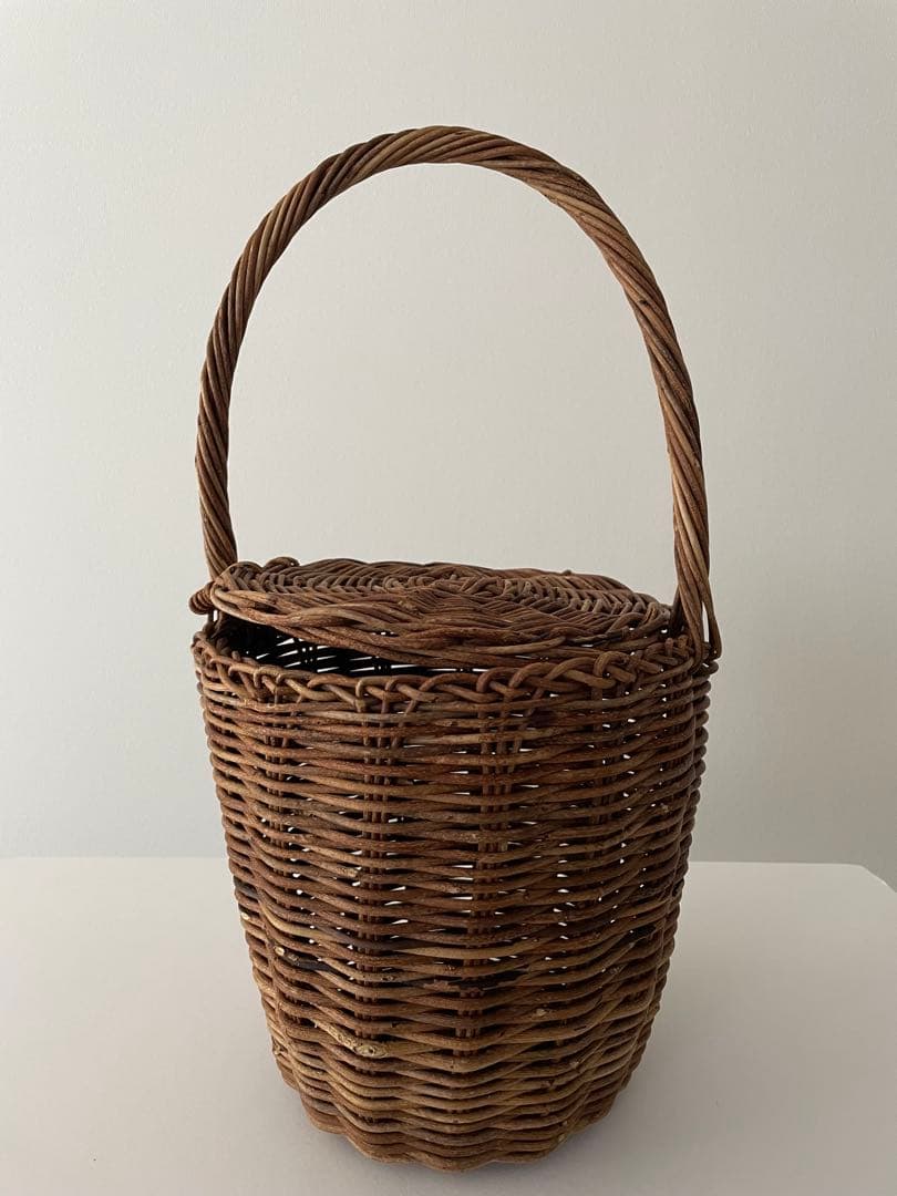 あけびカゴバッグ カゴバッグ 蓋付きバスケット 天然あけび バーキンカゴバッグ 野沢温泉 あけびバスケット かご (まゆ型／大) | Linné