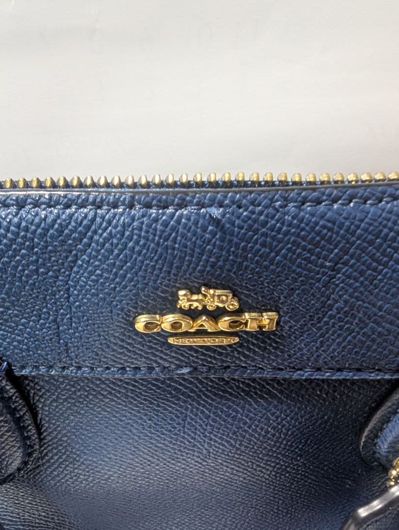 コーチ COACH ネイビー レザー ショルダーバッグ - メルカリ