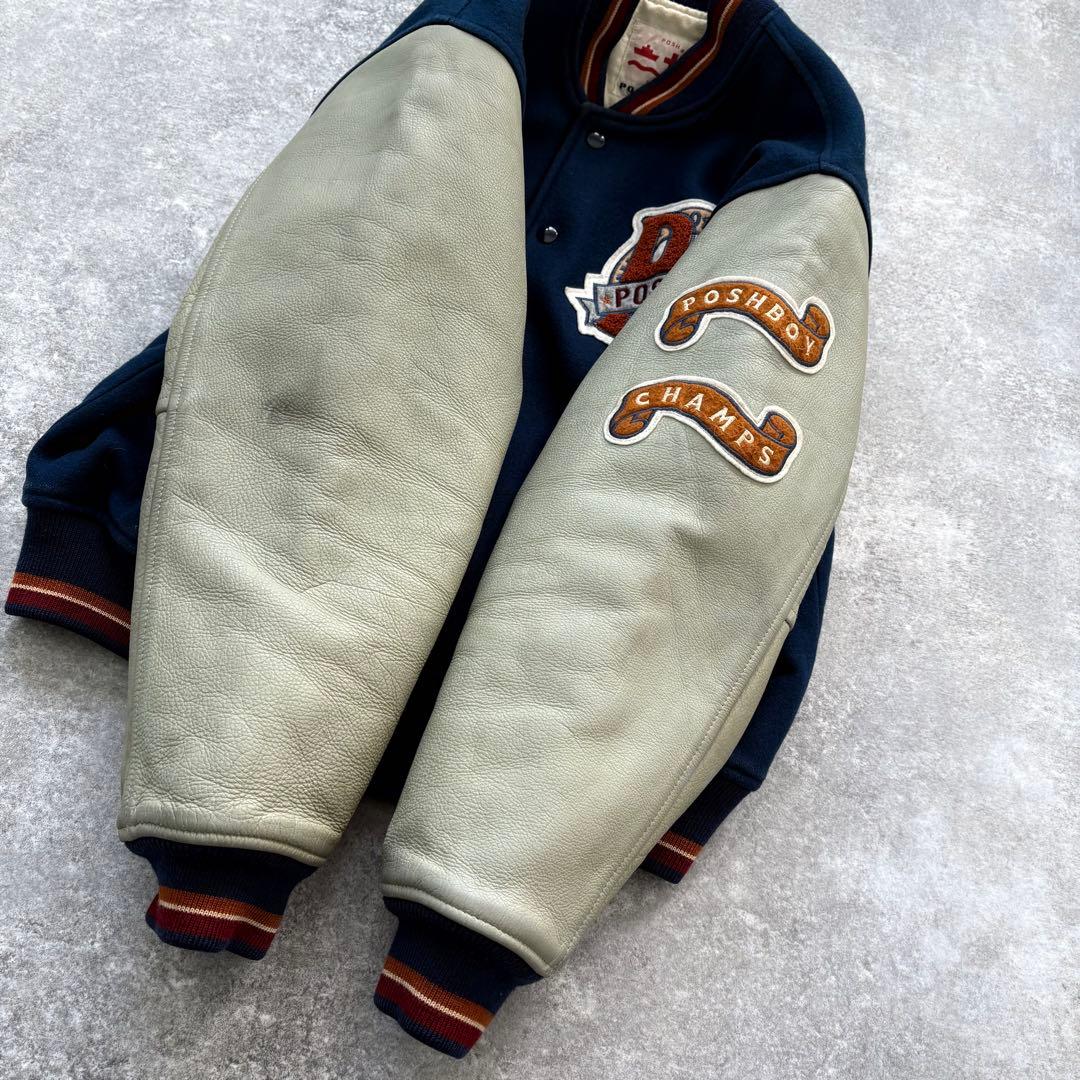 POSH BOY】 ポッシュボーイ 80s スタジャン 袖革 ヴィンテージ 青