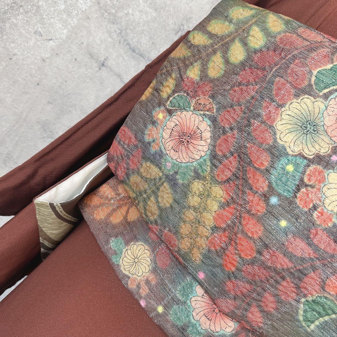 訪問着フルセット 辻が花 ヤマト謹製 着物 正絹 茶色 裄丈68cm 着物