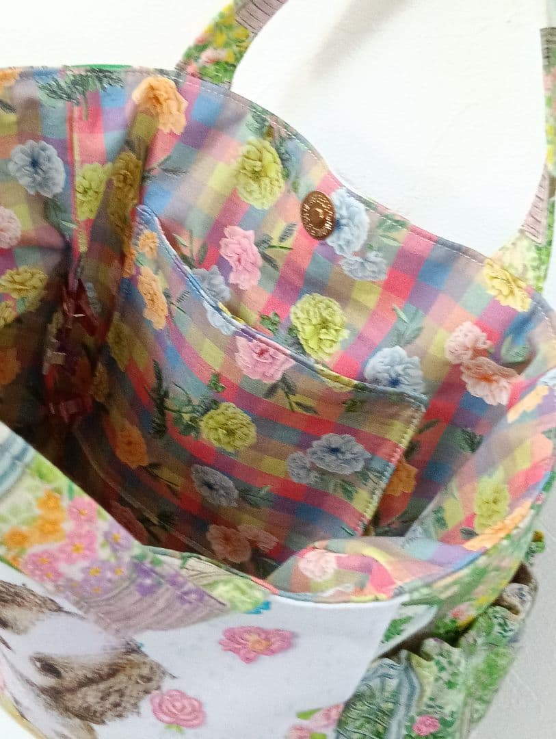 横ギャザーポケット付きトートバッグ フランシュリッペ犬柄