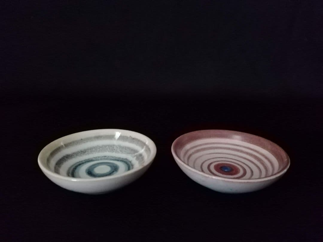 超レア 逸品 マジョリカ古窯 色絵輪線紋小皿 10客 明治期 時代箱付き