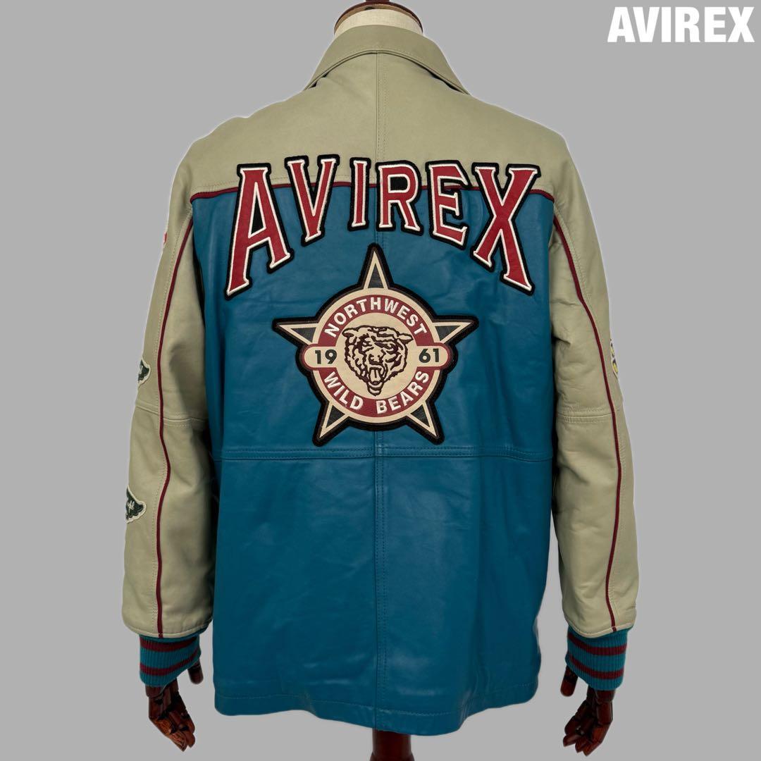 希少カラー AVIREX レザーバーシティジャケット スタジャン アヴィレックス AVIREX（アヴィレックス） スタジャン LIGHT SIGNATURE VARSITY JACKET