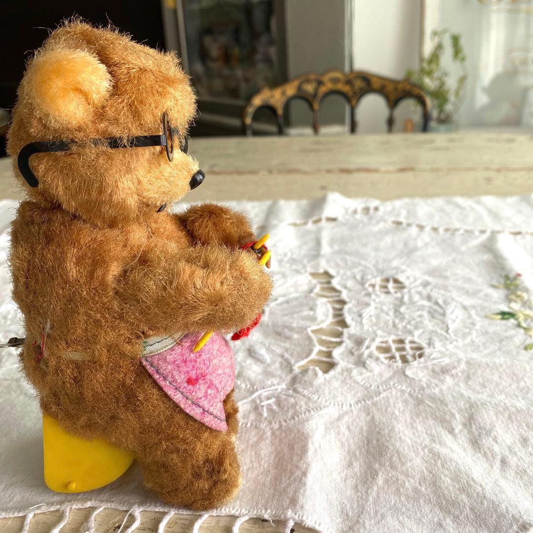 アンティーク ビンテージベア ゼンマイ仕掛け 編み物ベア max carl