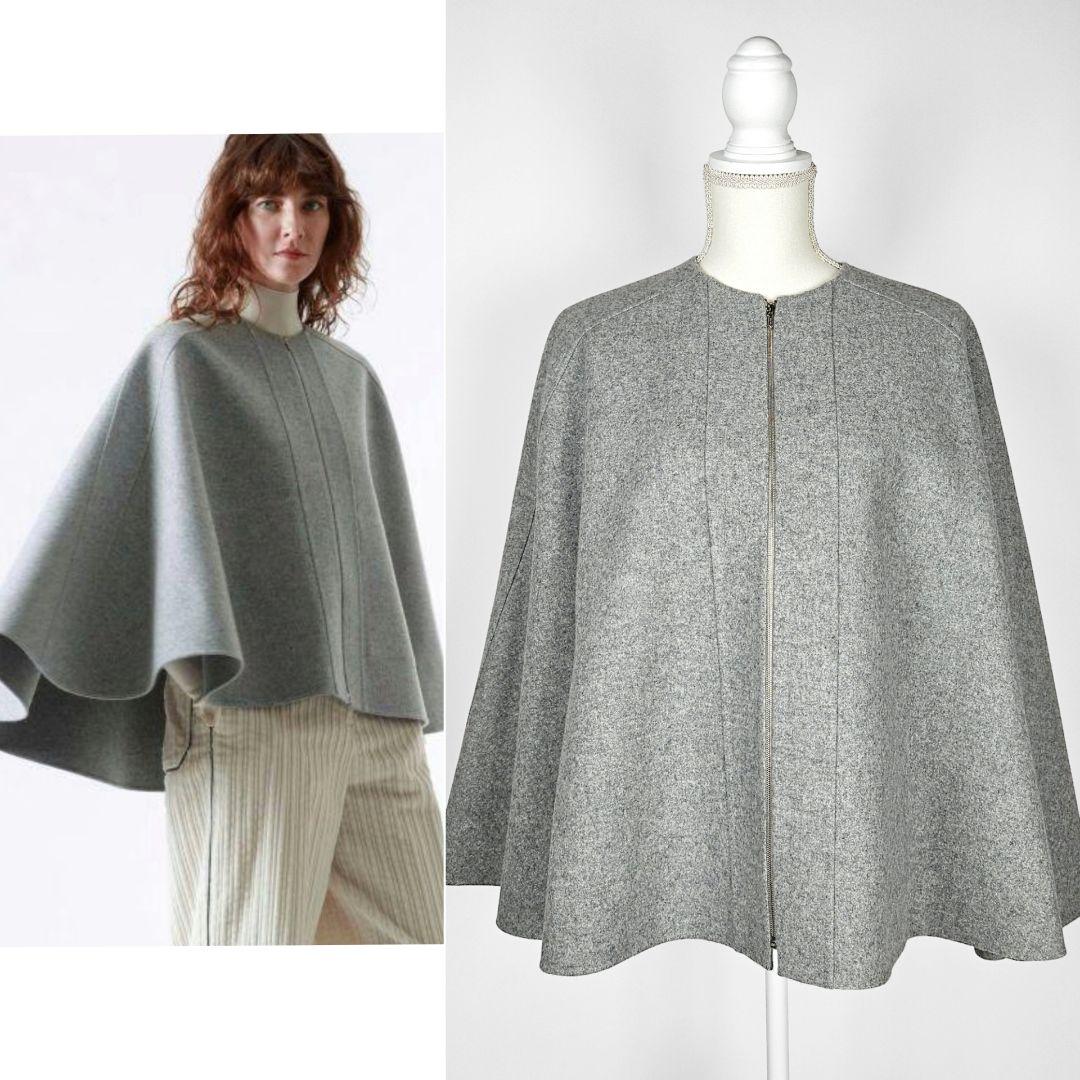 【試着のみ】シクラス　ポンチョ　ケープ　ダブルフェイス　ウール　36 COACH コート お洒落に暖か ダブル フェイス ウールケープ Double Face