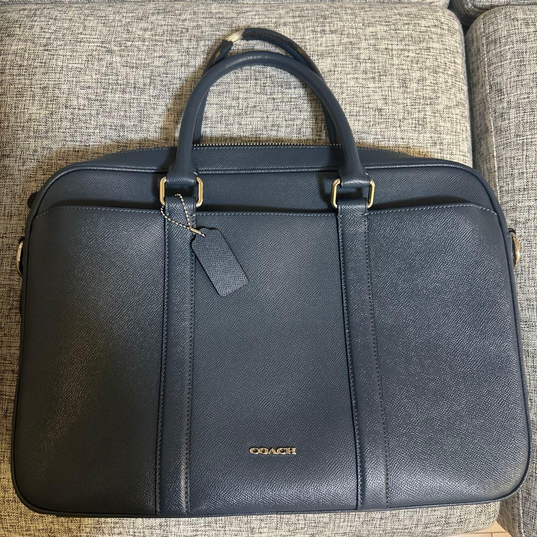 COACH ネイビー ビジネスバッグ - メルカリ