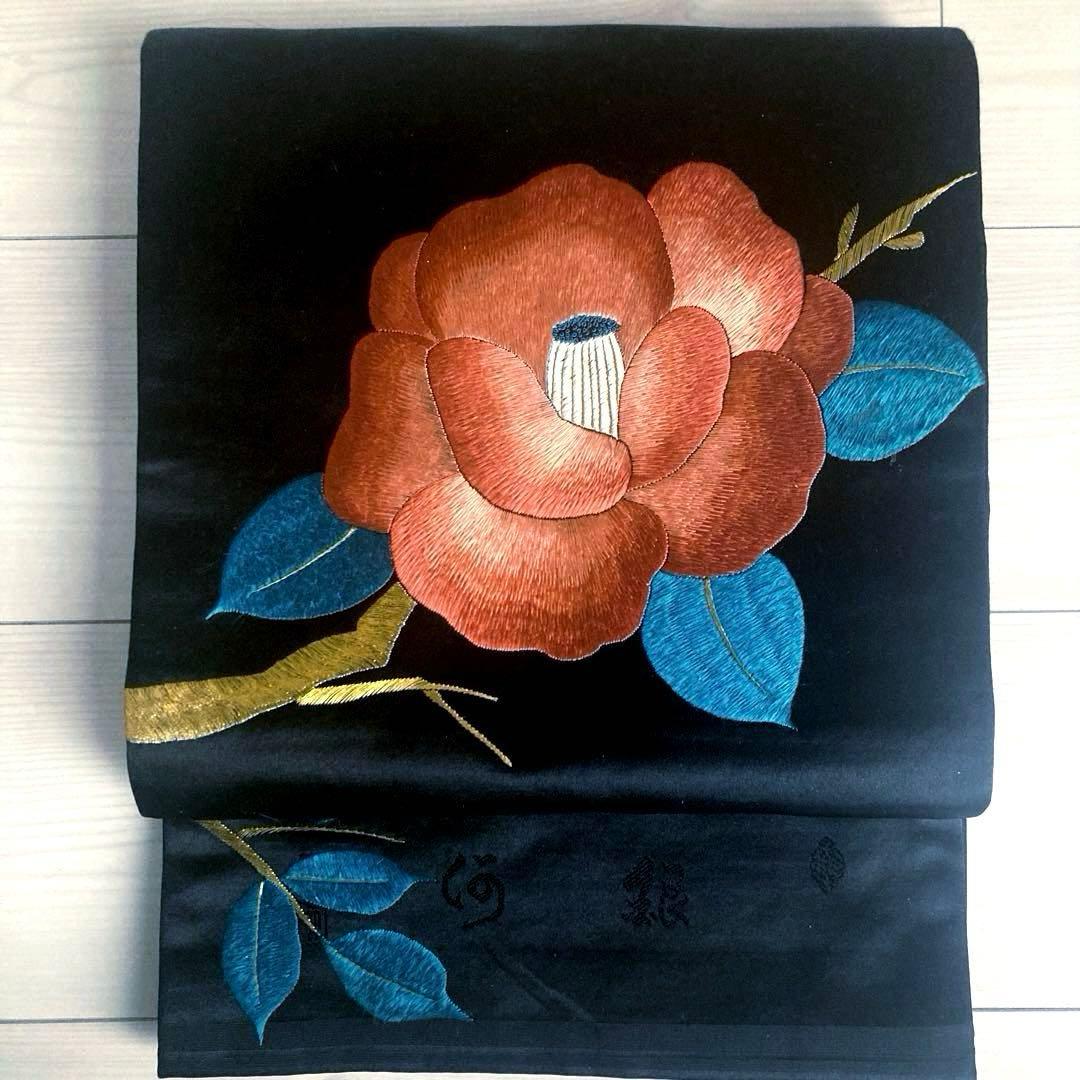 アンティーク京袋帯 唐獅子の織り出し 大正ロマン 正絹 上質 No.7-55