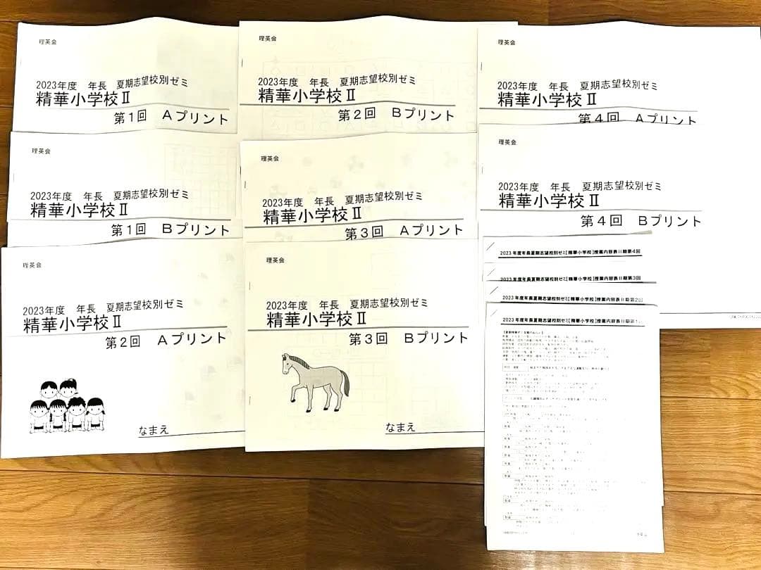 理英会 2023年度 年長 夏期志望校別ゼミ 精華小学校 II 第1-4回AB