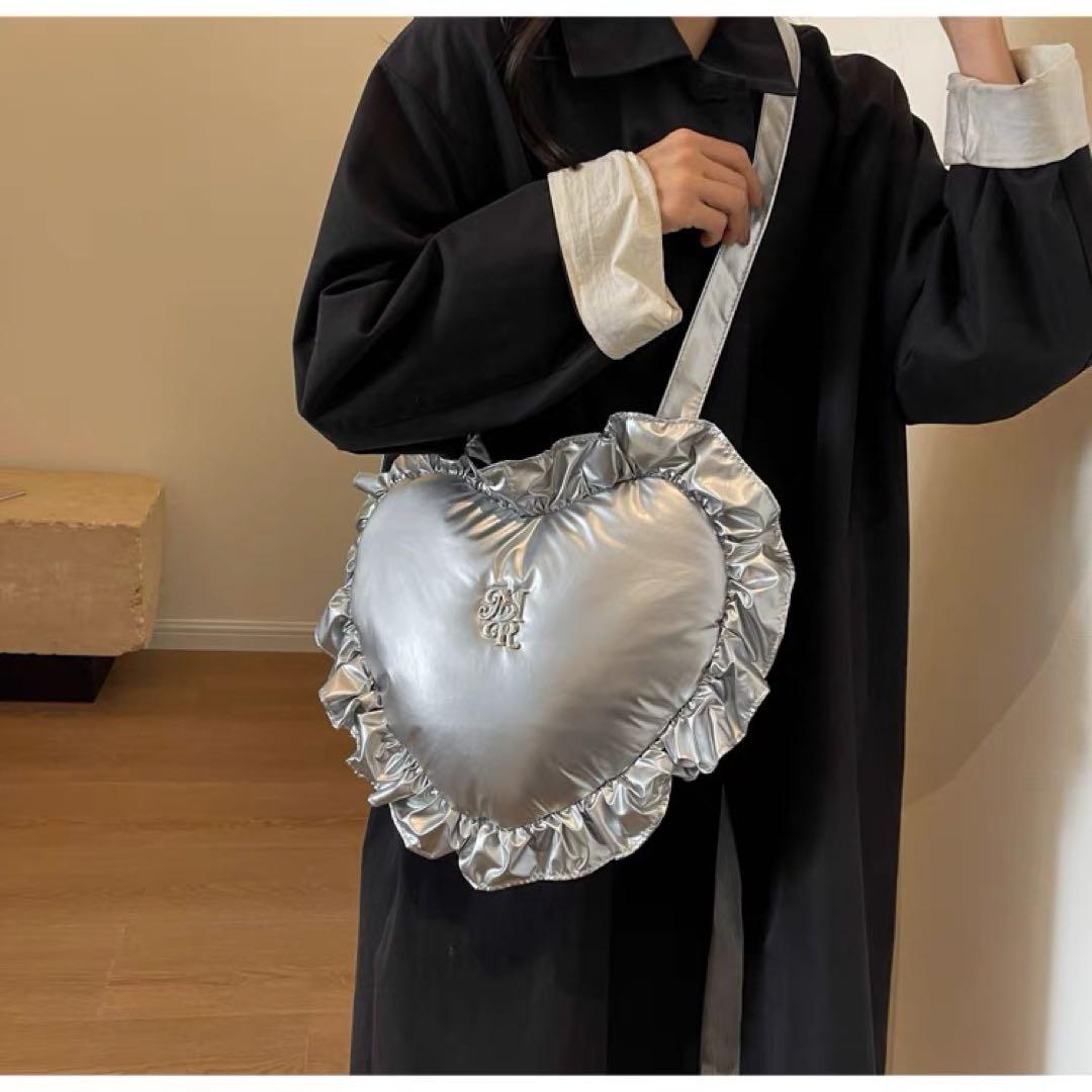 ♡激かわいい♡ シルバー ハート バッグ ハート型 - メルカリ