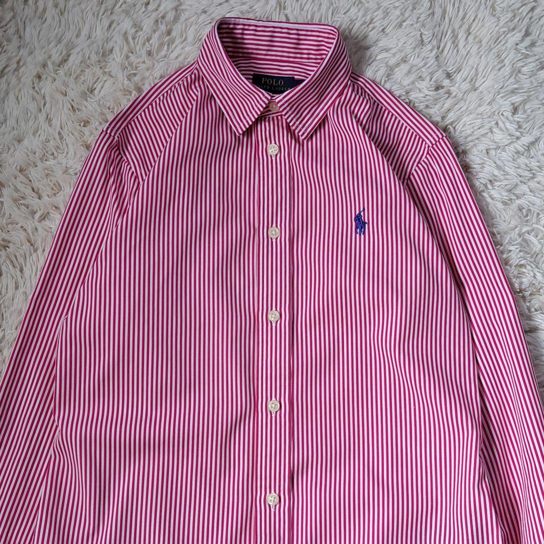 美品ポロラルフローレン ストライプシャツ カスタムフィット ポニー