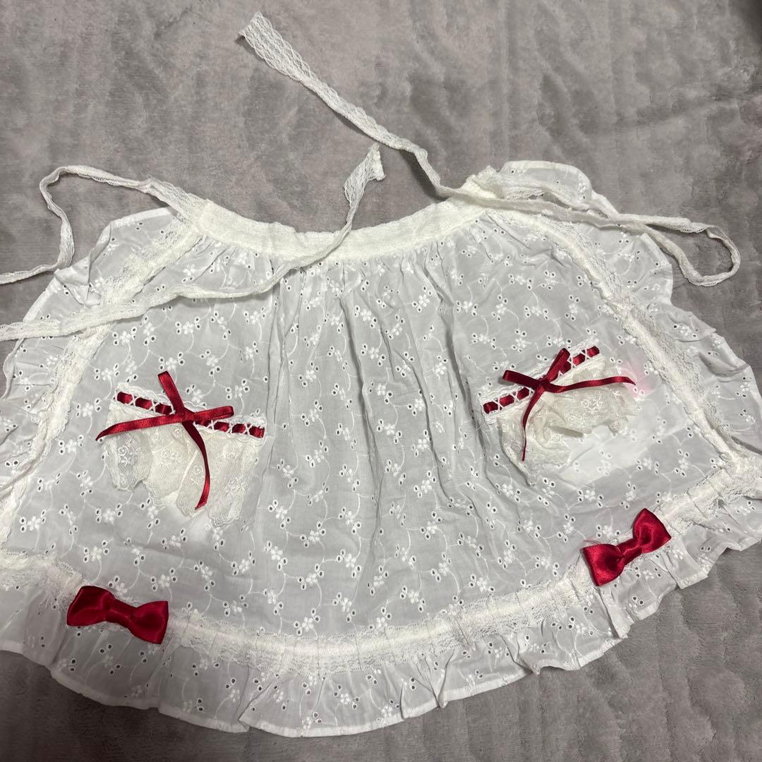 アンプリ】リボン綿エプロン【日本製】 【アンプリ】リボン綿エプロン