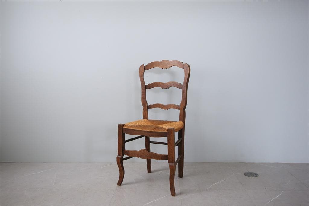 フランスアンティーク猫脚ダイニングチェア/イス/ラッシュシート(90-9-3)