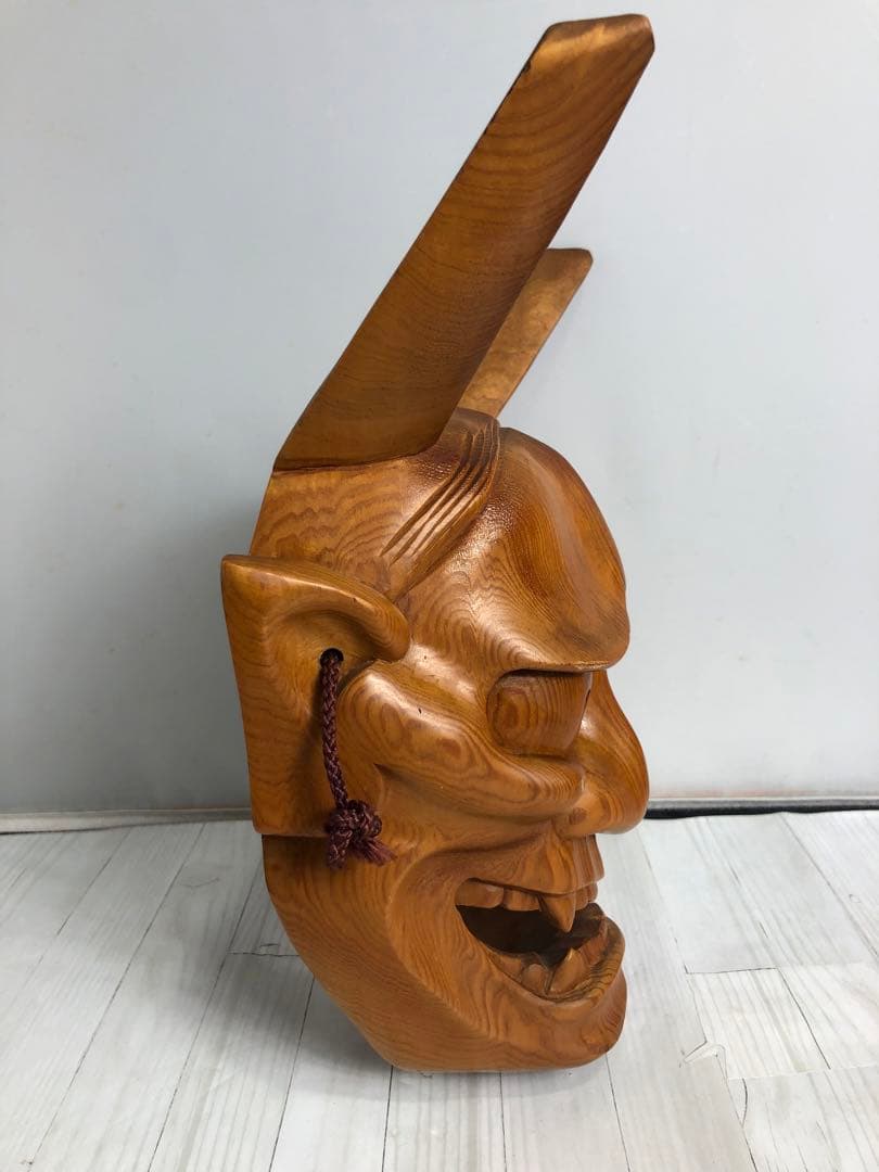 鬼の面 能面 般若面 木彫 木彫 壁掛け 日本伝統 飾り インテリア