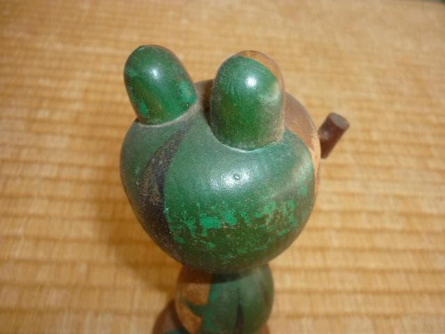 極希少 昭和30年代◇コーワ（興和）パイプをくわえる木製首振りカエル
