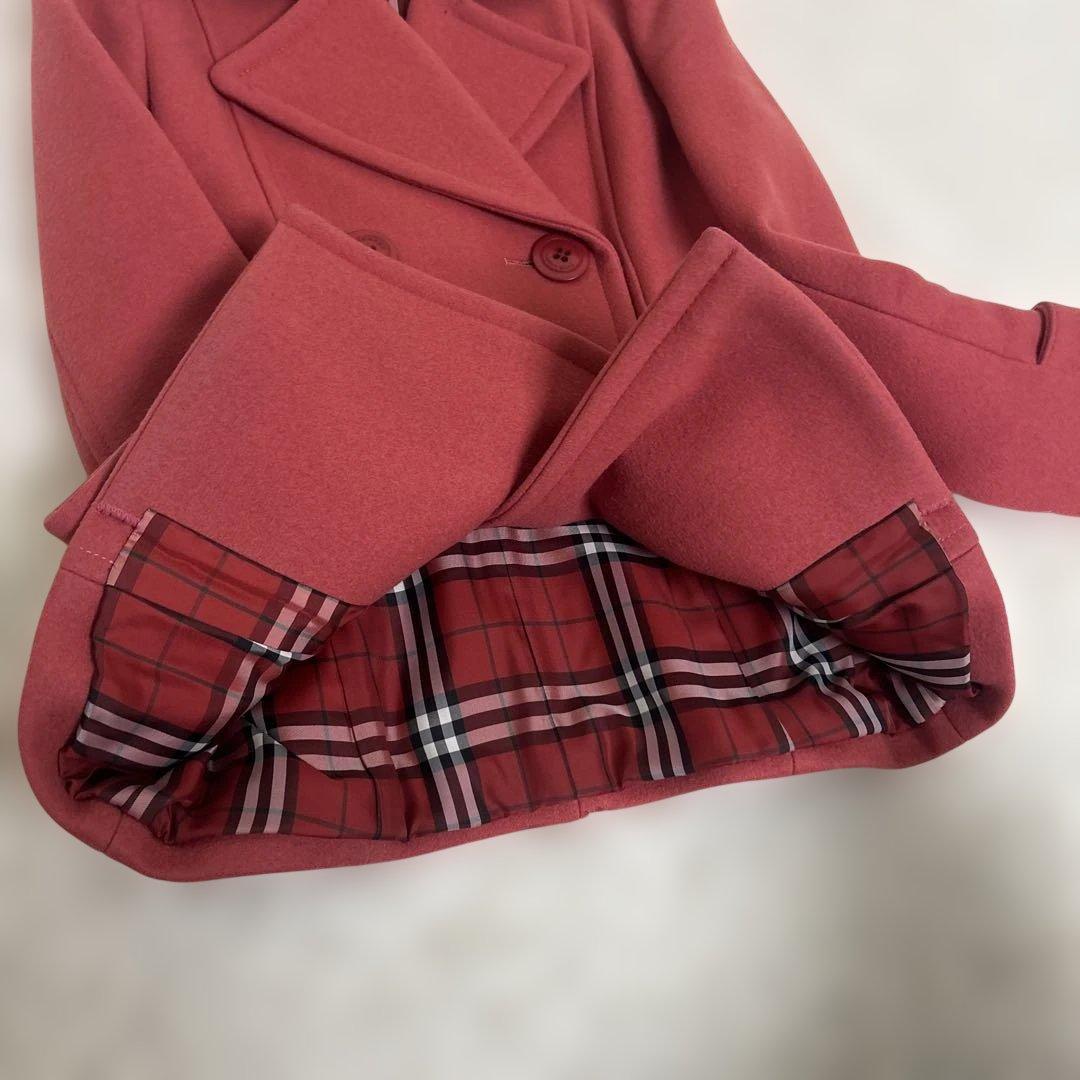 未使用級✨バーバリーブルーレーベル ピーコート ノバチェック ピンク