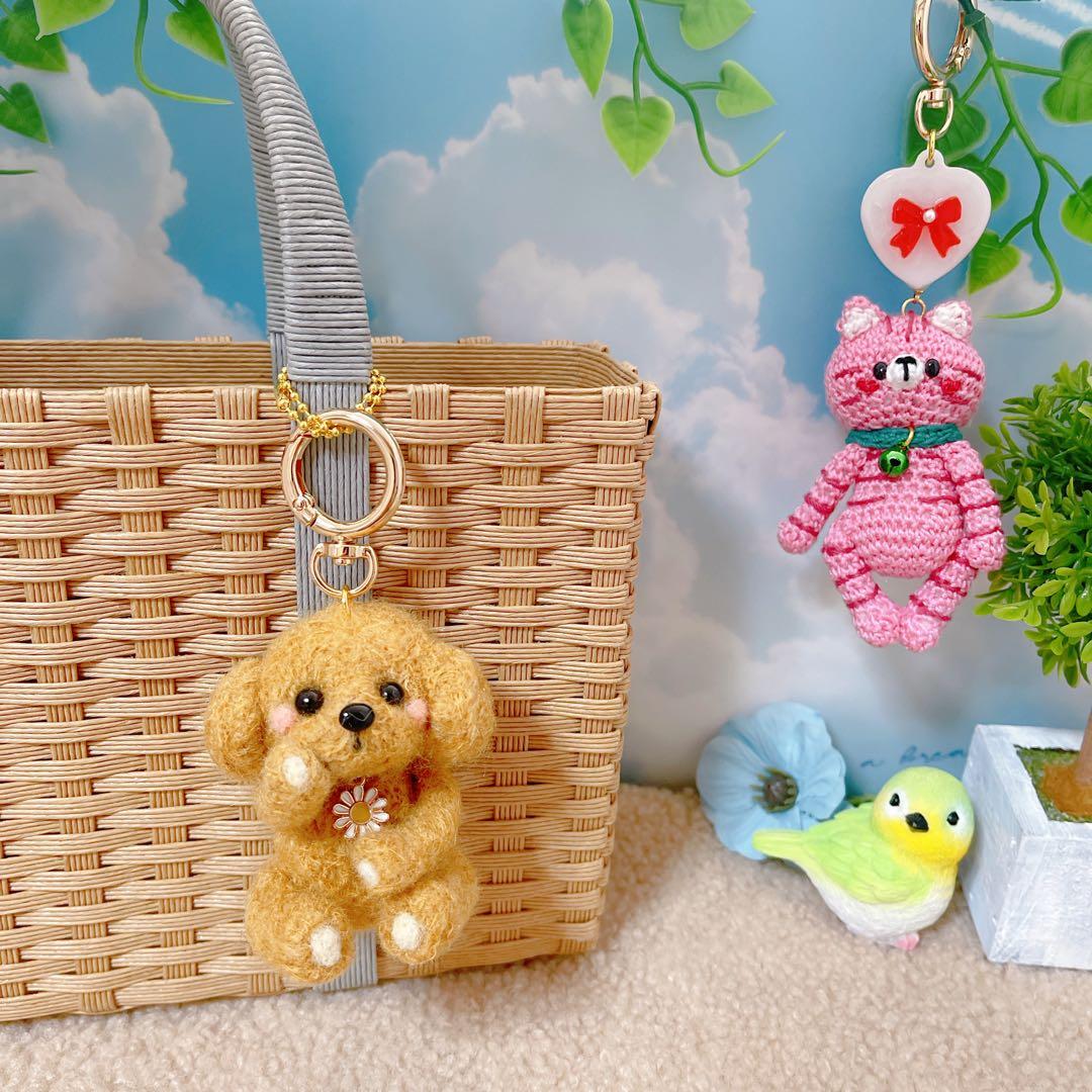 あみぐるみ リボンハートとPUUCUトラちゃんキーホルダー☺︎他2点