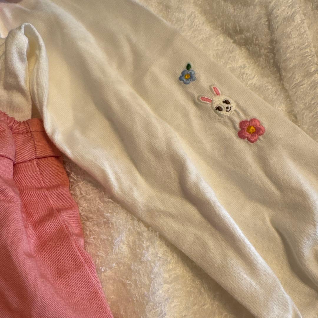 新品未使用タグ付】ミキハウス ロンパース 刺繍ホワイトブラウス