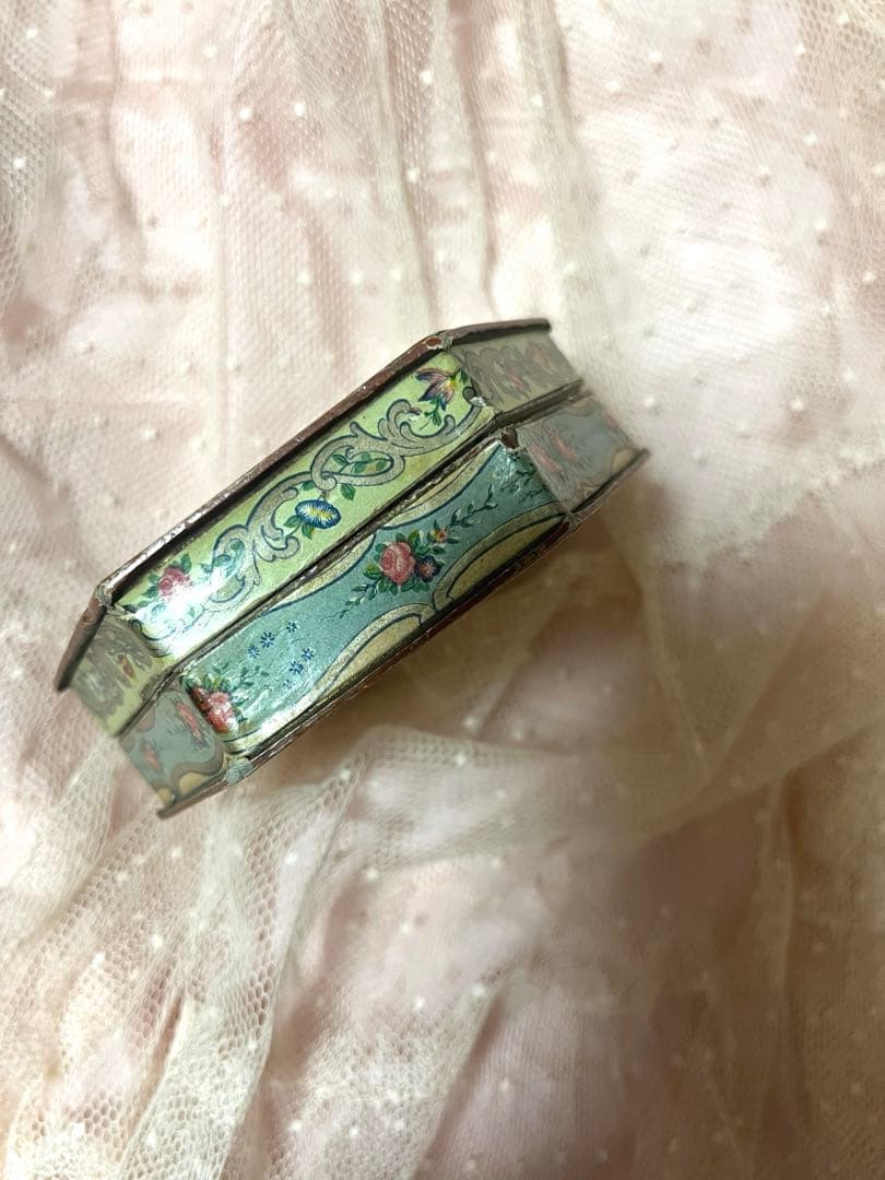 レア アンティーク カルトナージュ 花柄 オクタゴン