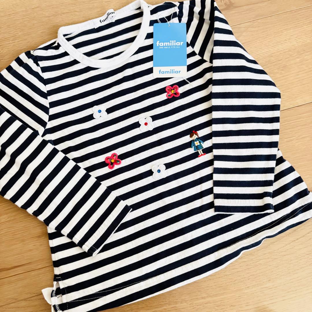 ファミリア Tシャツ 長袖 ボーダー チュニック 現行 110 - メルカリ