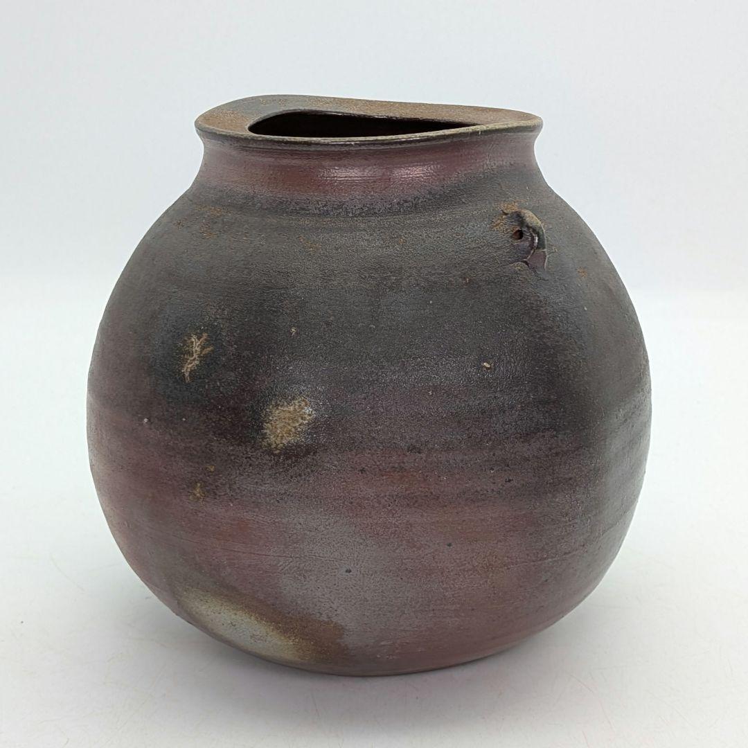 備前市無形文化財 柴岡信義 備前焼 壷 共箱共布栞 壺 つぼ 花器 花瓶