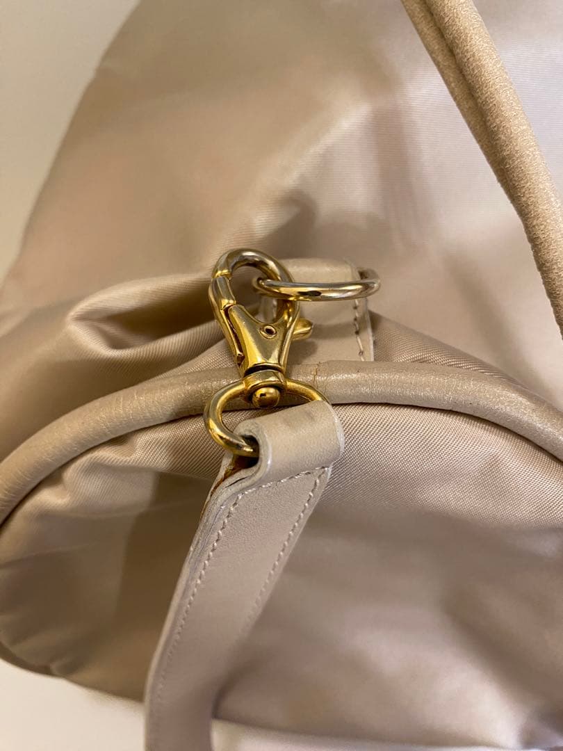 セリーヌCELINEベージュ ナイロン 巾着型 ショルダーバッグ