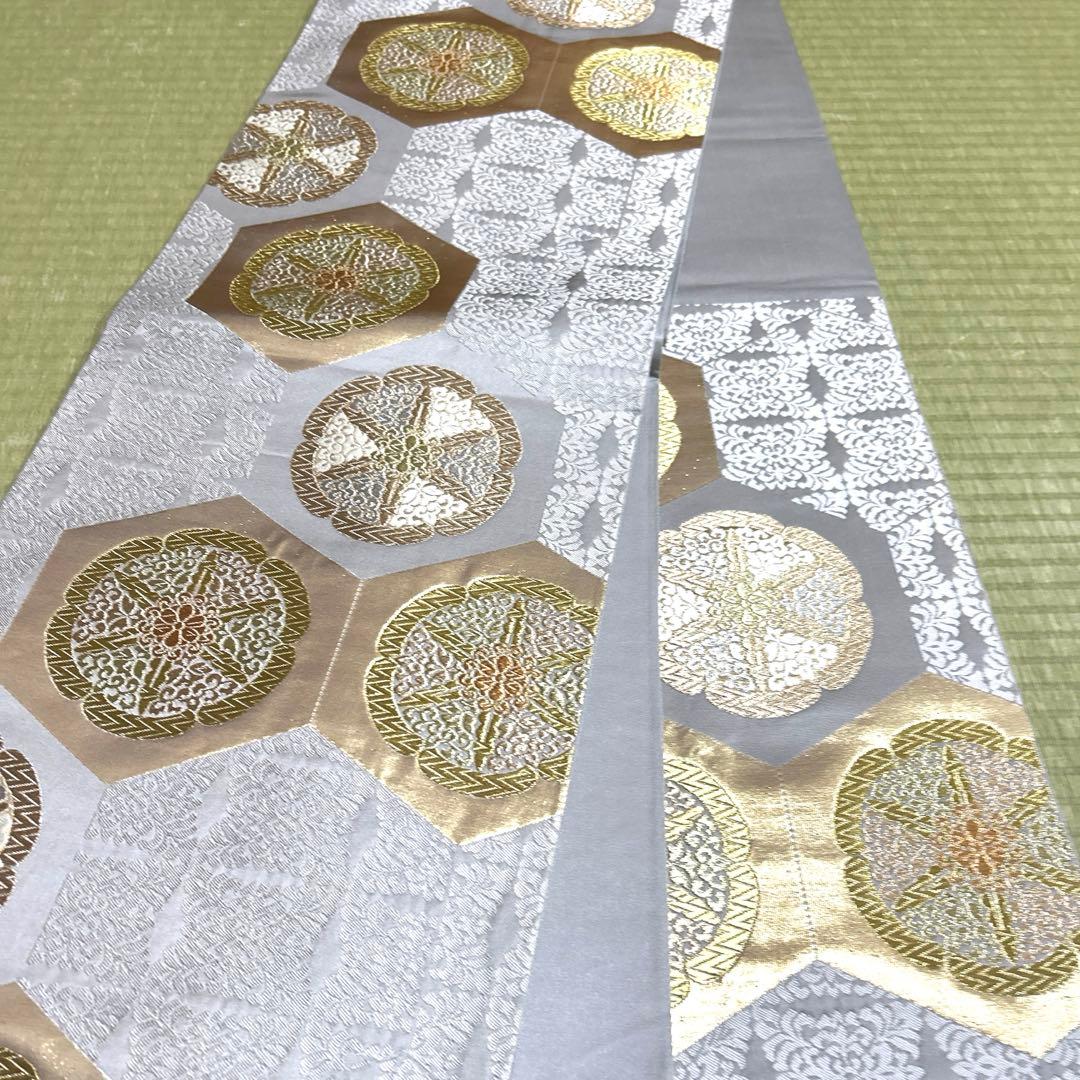 正絹　袋帯《亀甲花紋様》