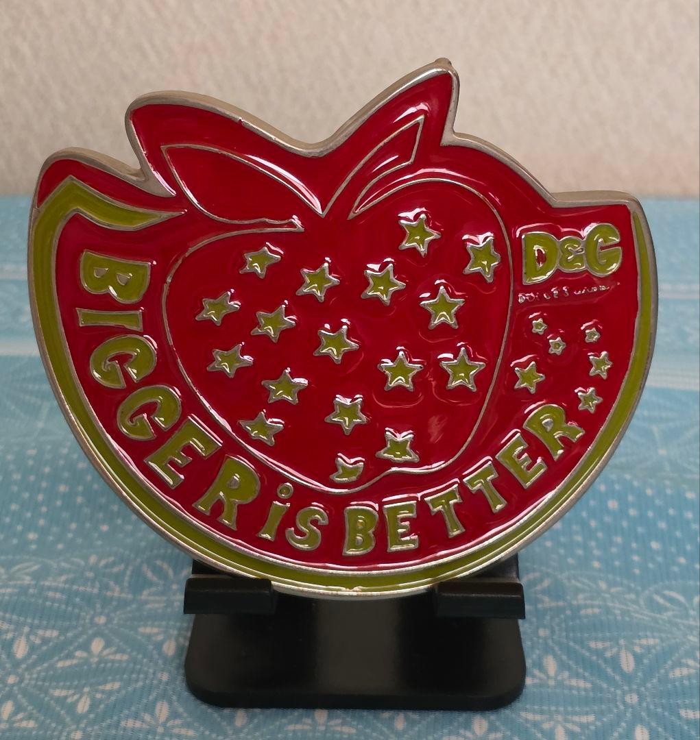 D&G ベルトバックル リンゴ柄 希少 DOLCE&GABBANA ドルガバ DGバックル カーフレザー ベルト (Dolce