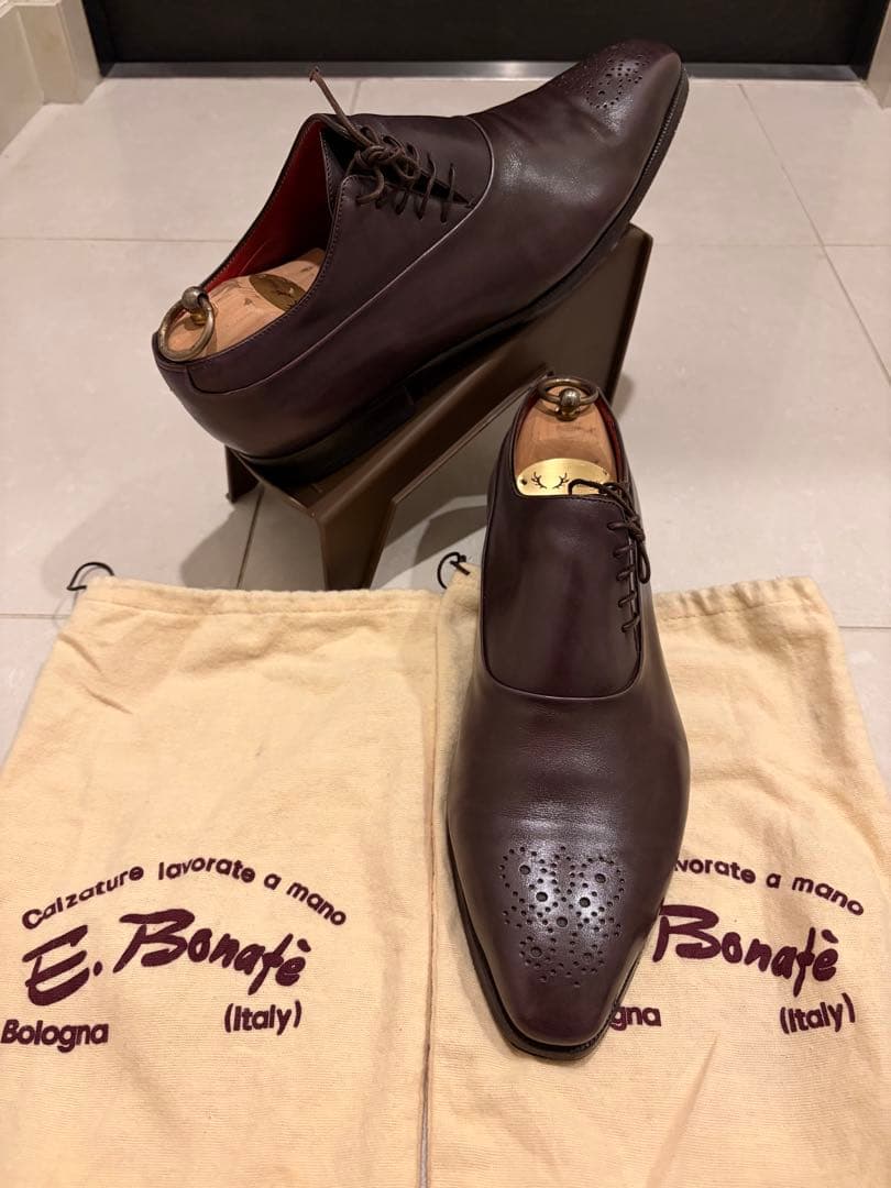 美品】エンツォ ボナフェ サイドレース レザーシューズ サイズ8