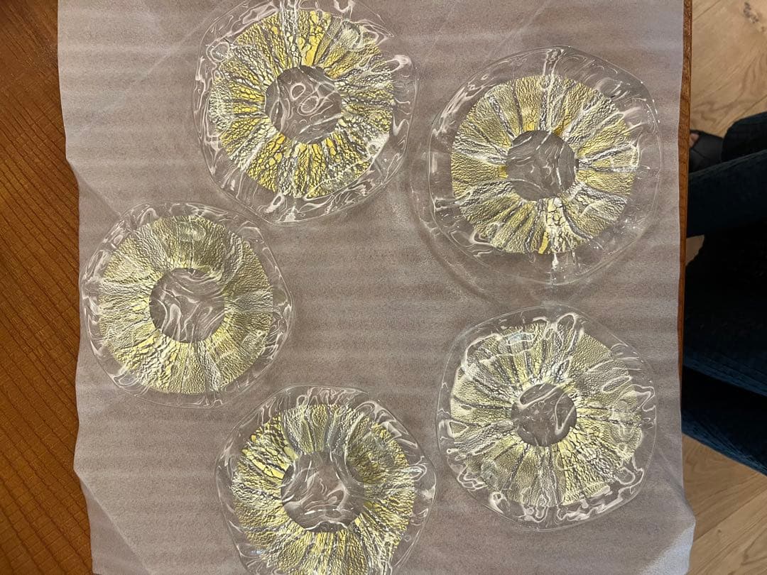 西中千人 ガラス 銘々皿五客 向付 平皿 ケーキ皿 5客