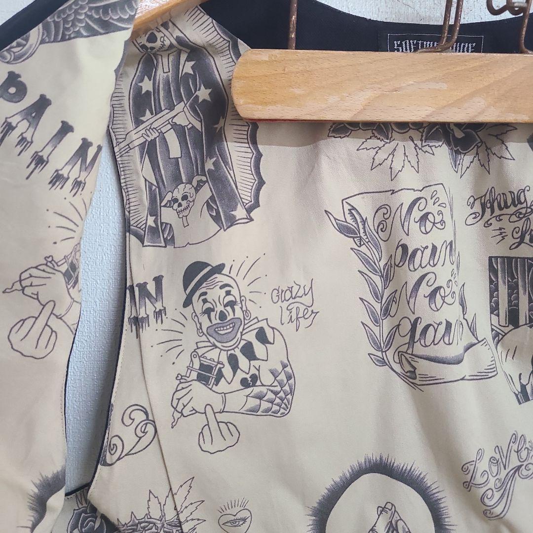 ソフトマシーン SOFTMACHIME タトゥー 総柄 ベスト L