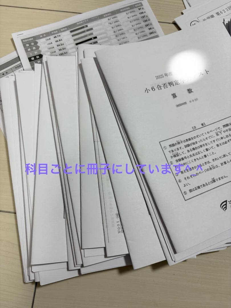 浜学園小6 合否判定学力テスト 4科2025年度 4回分 得点分布表付き