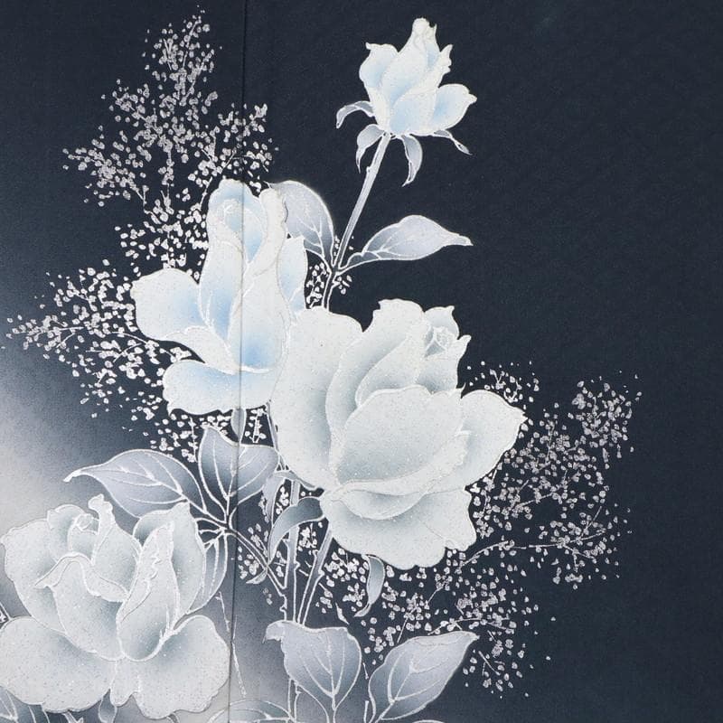 《長尺■付下げ■しっとり薔薇の花模様■若松菱地紋■袷正絹着物◆SB3-26》