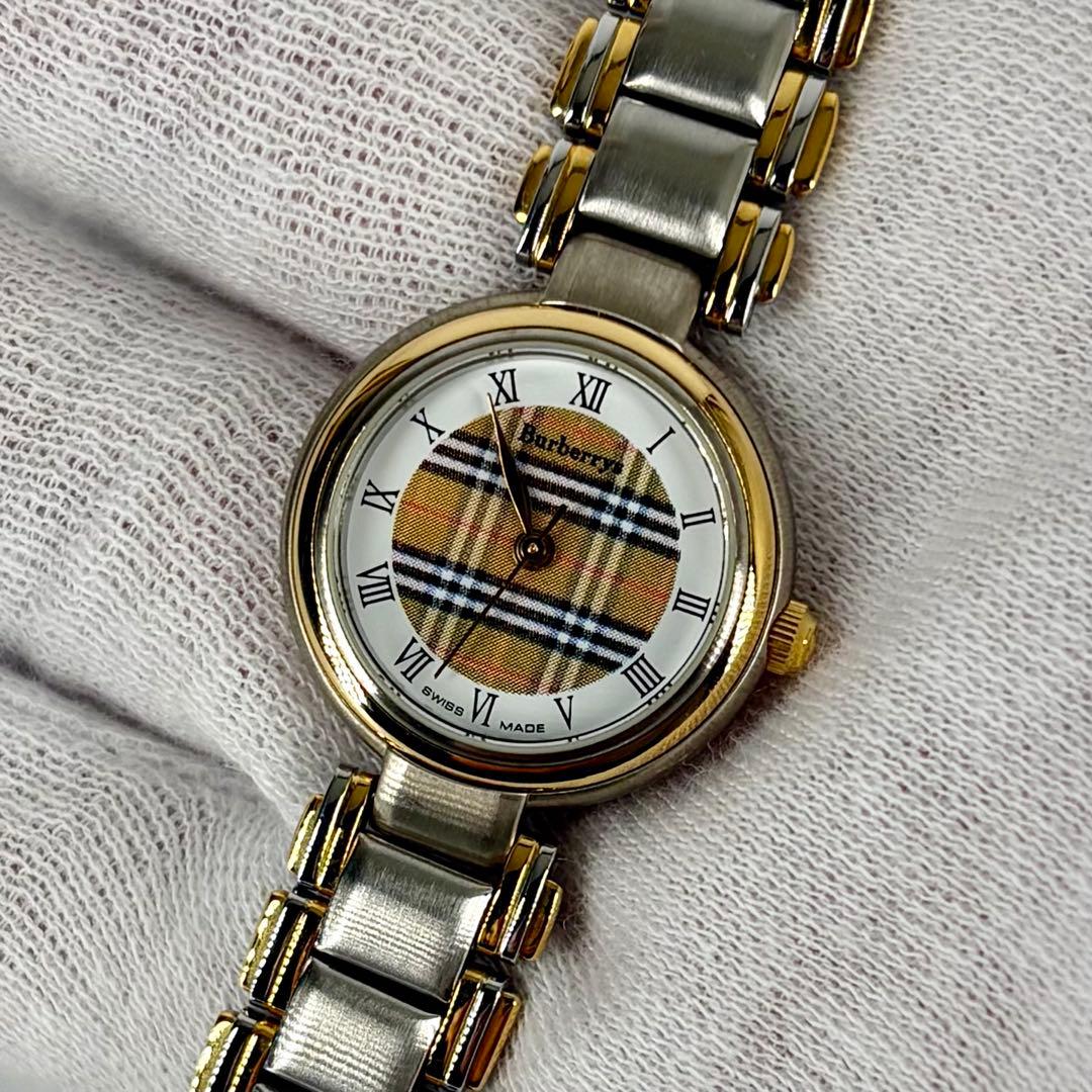 【稼働品】BURBERRY 11500L SS/GF 白 QZ レディース腕時計 BURBERRY（バーバリー） 腕時計 ノバチェック レディースウォッチ