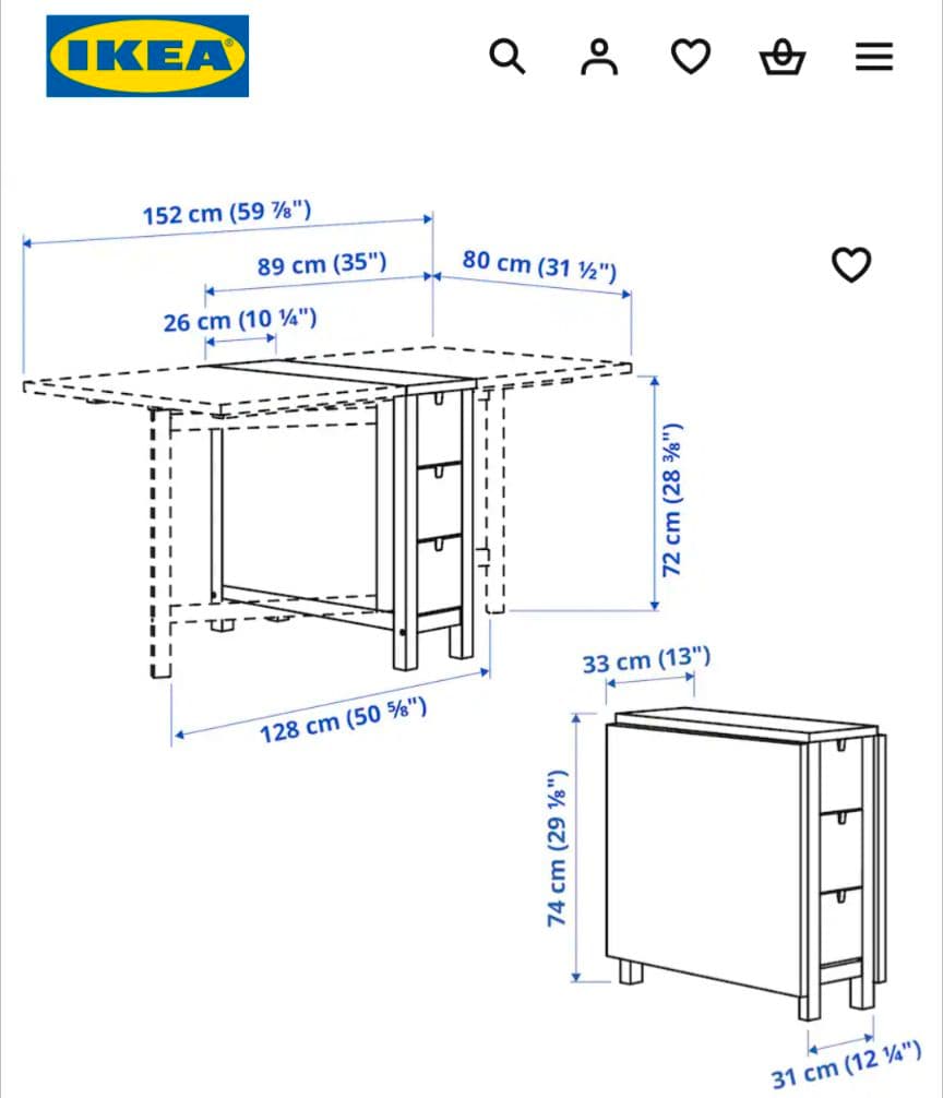 《送料込》IKEA ノールデン 折りたためデスク ダイニング 作業台コンパクト机