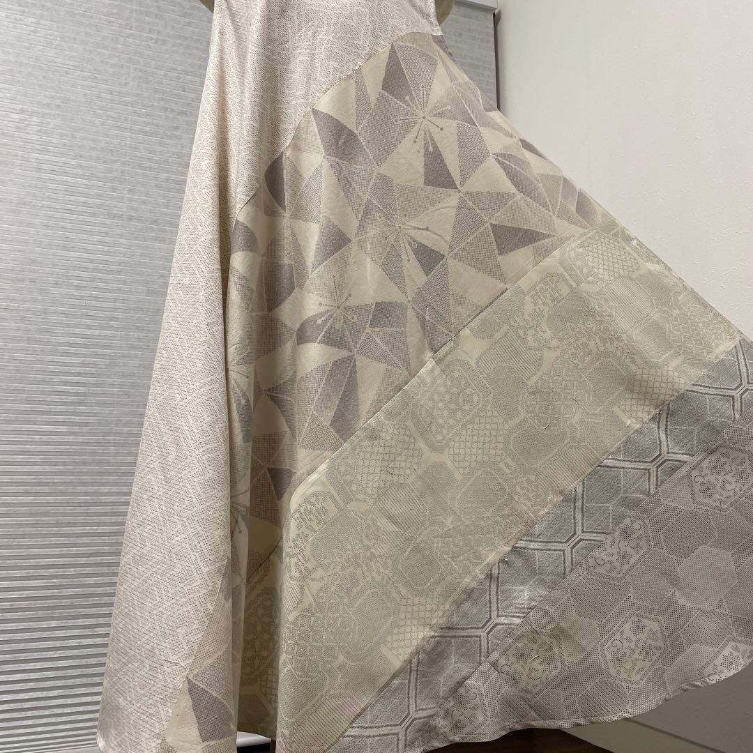 着物ワンピーステントラインマキシ丈《14》白大島紬《7マルキ含む》や紬等L〜