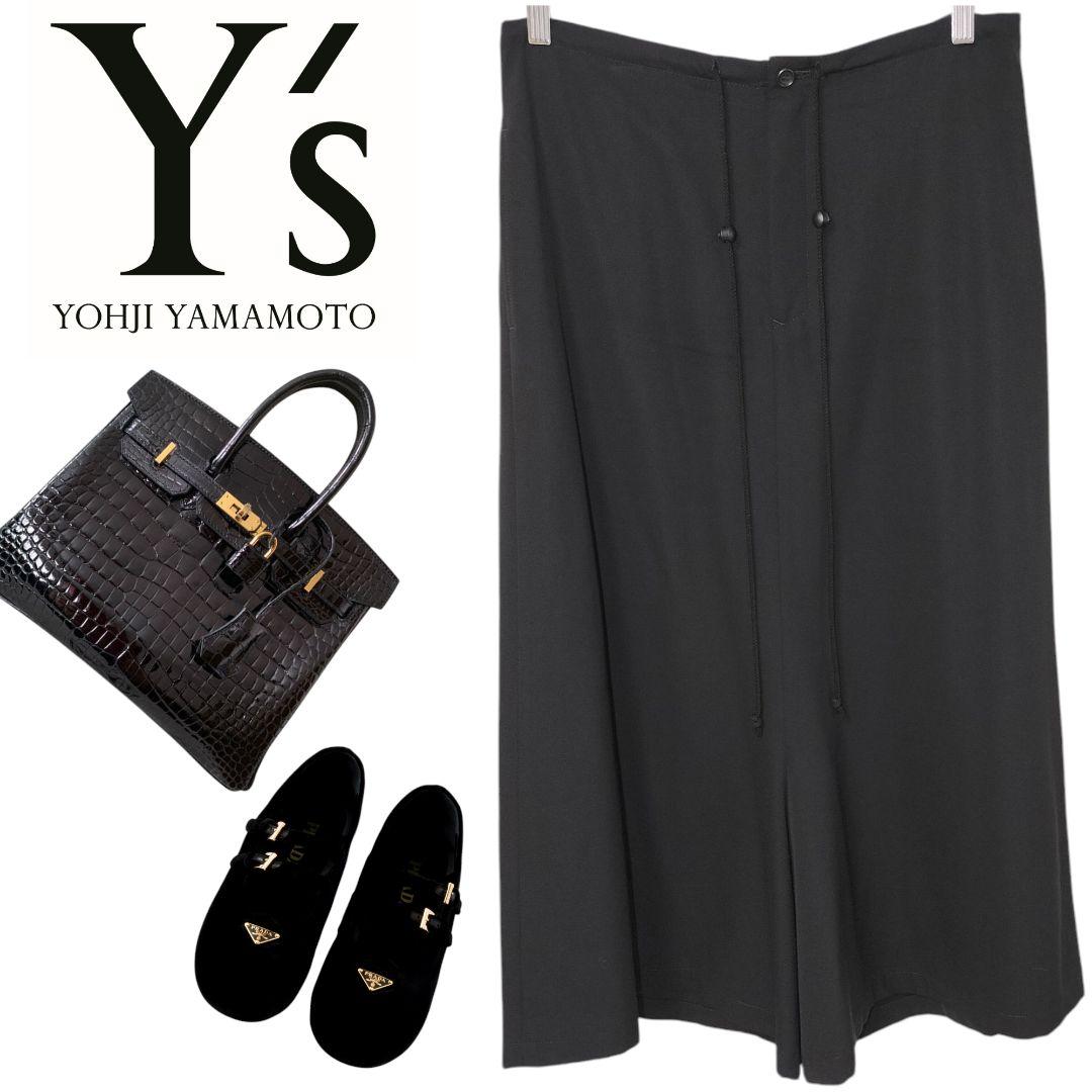 【希少】Y's ワイズ ルーズ ガウチョ パンツ ブラック黒 L イージーパンツ 予約》SHIPS any:〈手洗い可能〉ギャザー ガウチョ イージー パンツ