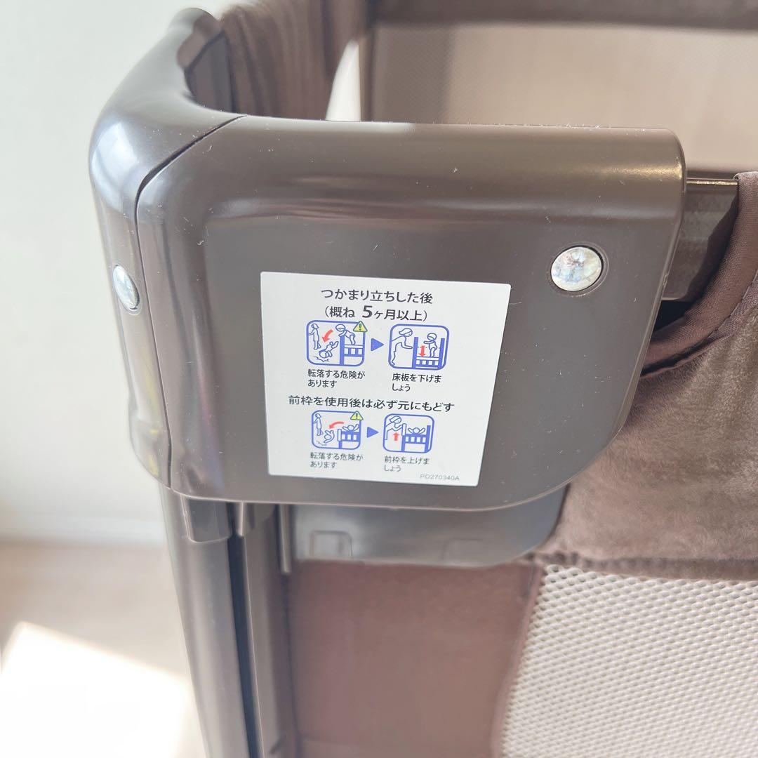 Aprica ココネルエアープラス ベビーベッド ブラウン 洗えるマット付