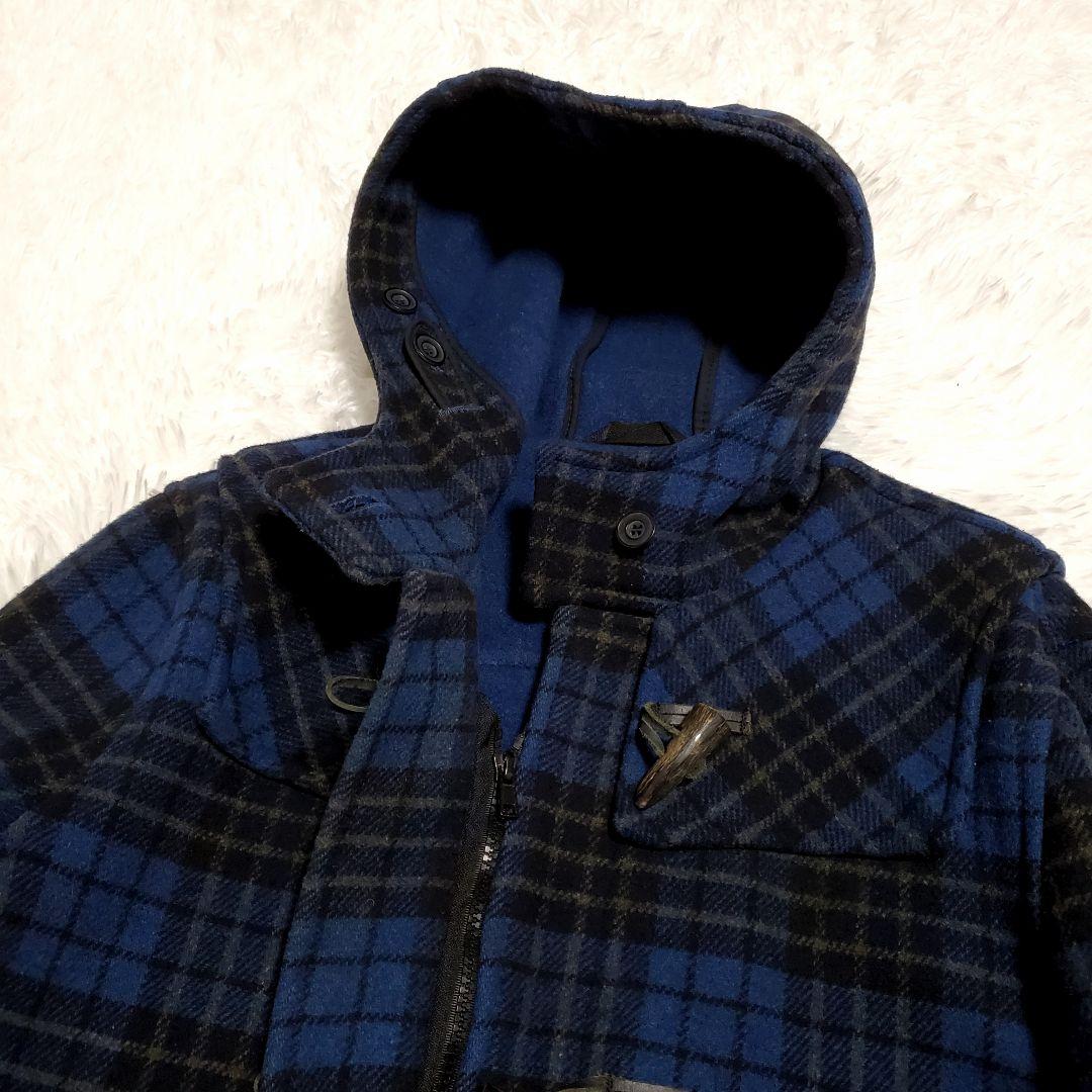 MONTGOMERY ネイビーブルー ダッフルコート チェック 42 英国製