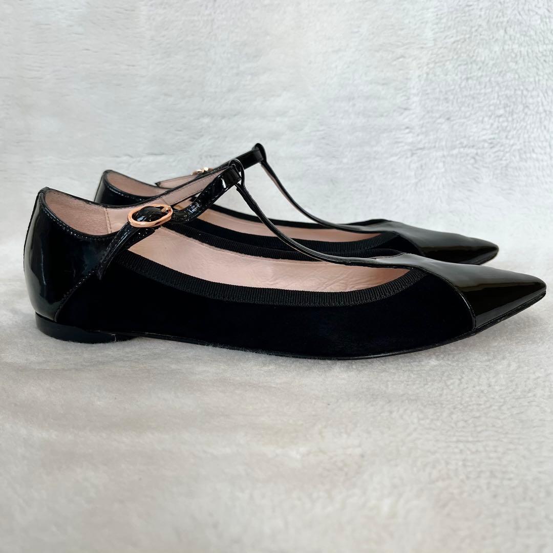 美品☆レペット 37 フラットパンプス Tストラップ エナメル スエード