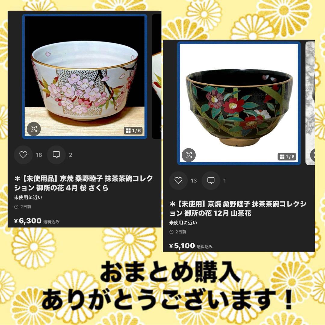 未使用品】京焼 桑野睦子 抹茶茶碗コレクション 御所の花 4月 桜