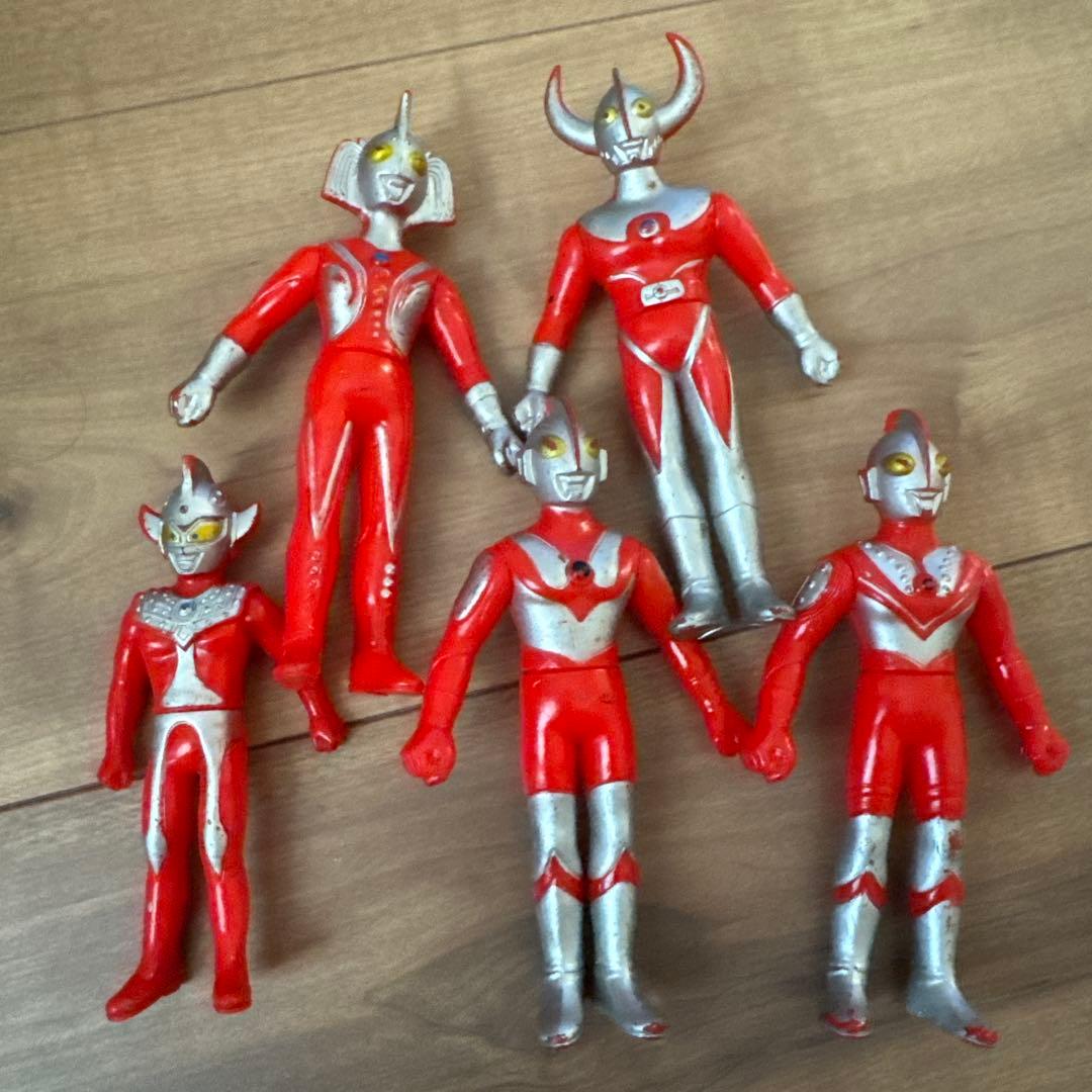 当時物】ウルトラマン ミニソフビ 5体セット 昭和レトロ JAPAN刻印