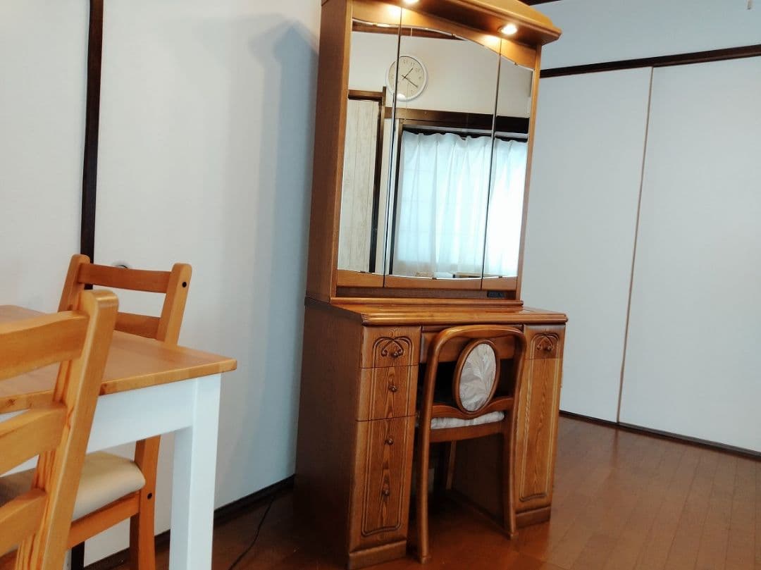 ドレッサー　収納力大きい Woody Prime Walnut ウォールナット材 チェスト付き伸長式ドレッサー