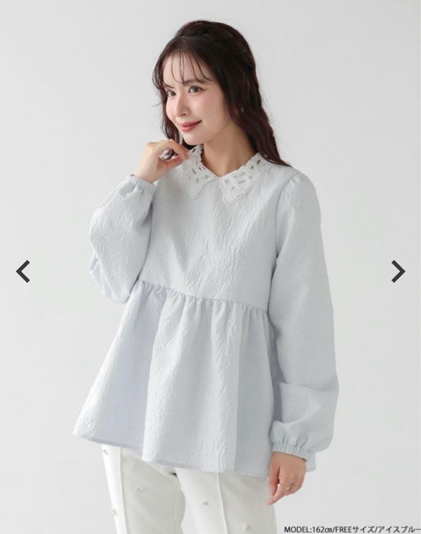 Fit more ジャガードレース襟ペプラムトップス ジャガードレース襟ペプラムトップス（その他トップス）｜Fit more