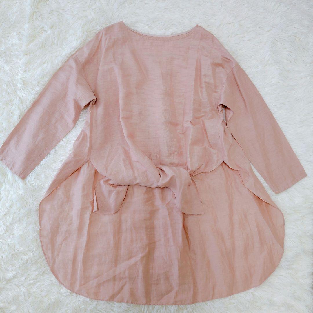 BEARDSLEY（ビアズリー） 前結びリネンチュニックブラウス ピンク