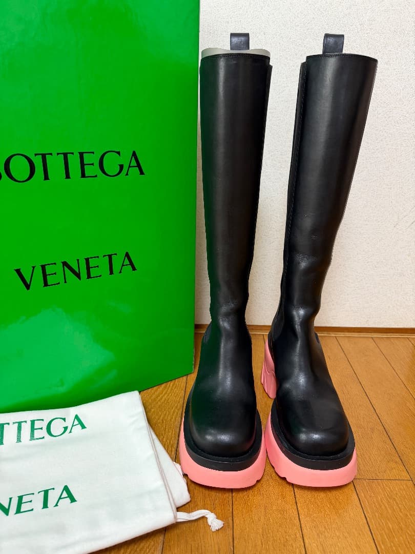 BOTTEGA VENETA ロングブーツ サイドゴア タイヤ ピンク - メルカリ