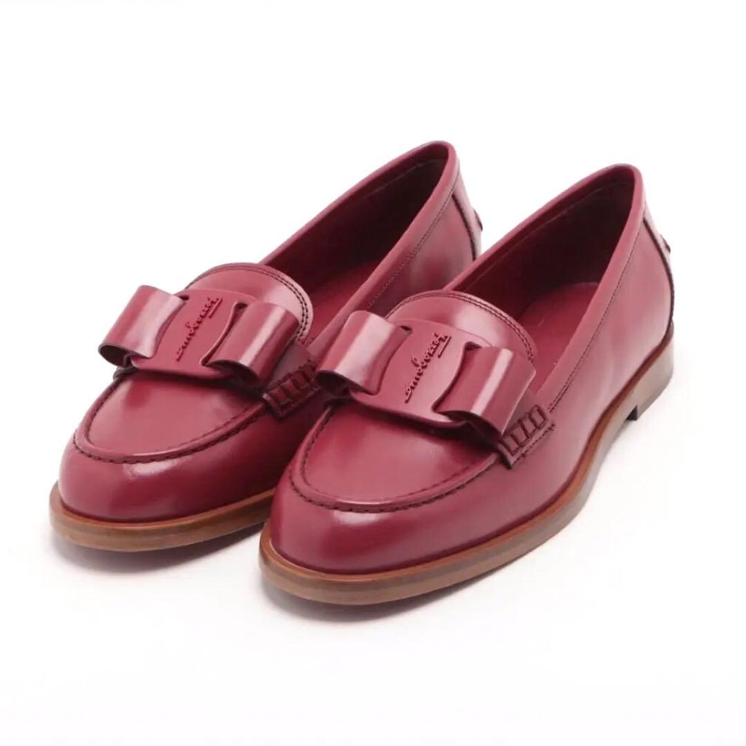 フェラガモ VIVA モカシン リボン ローファー 赤 レッド 23cm - メルカリ